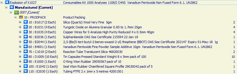 Consumables Kit 1000 Analyses 1108/I CHNS 
Vanadium Pentoxide Non Fused Form 6.1. UN2862