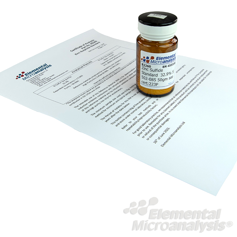 Zinc Sulfide Powder Standard  32.9% S 502-085 50gm see cert:223F