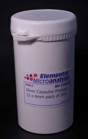 Silver Capsules Smooth Wall 5.5 x 3.5mm pack of 250 - Elemental  Microanalysis