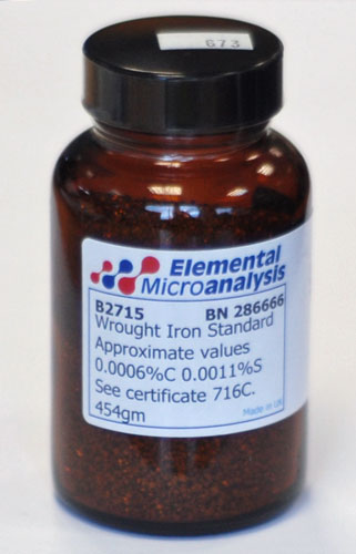Steel Chip Standard Approximate values 0.00055%C 0.00090%S See certificate 250827. 454 g