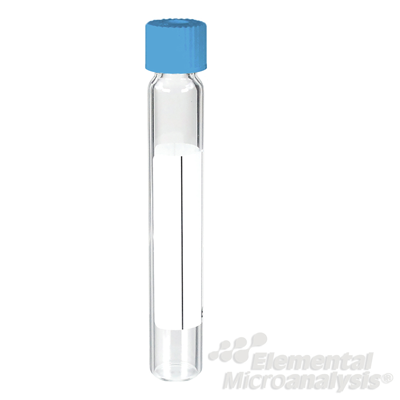 Labco Exetainer® 12ml Soda Glass Vial Flat bottom 101x15.5mm Evacuated labelled Seal + Blue Cap. Pack of 1000