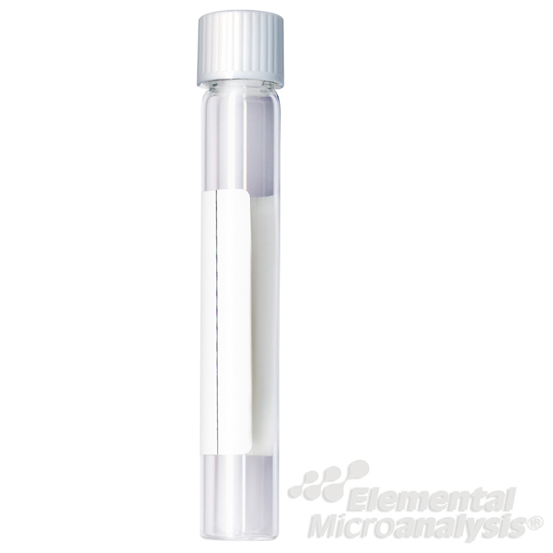 Labco Exetainer® 12ml Soda Glass Vial Flat bottom Silicone Coated For C13 Breath Test 101x15.5mm Non-Evacuated Labelled Seal+White Cap. Pack of 1000